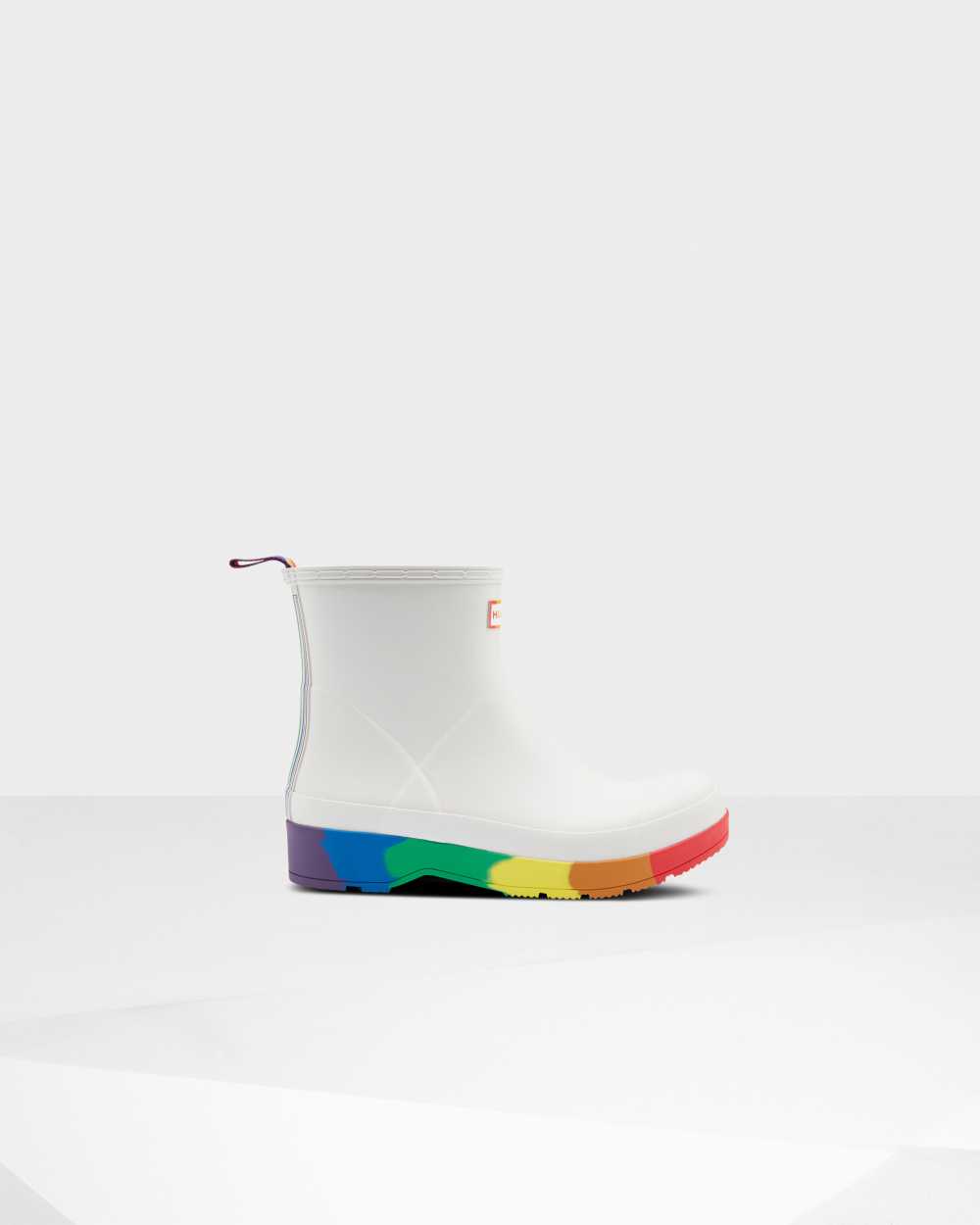 Mens Hunter Original Pride Play Heeled Rain Boots White | XOCGJQ-983